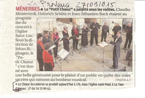 La Provence du 27/9/2015